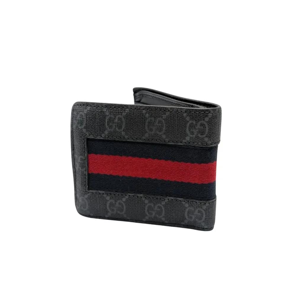 Gucci Monogram GG Gray Black Stripe Supreme Web Men's Wallet